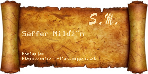 Saffer Milán névjegykártya